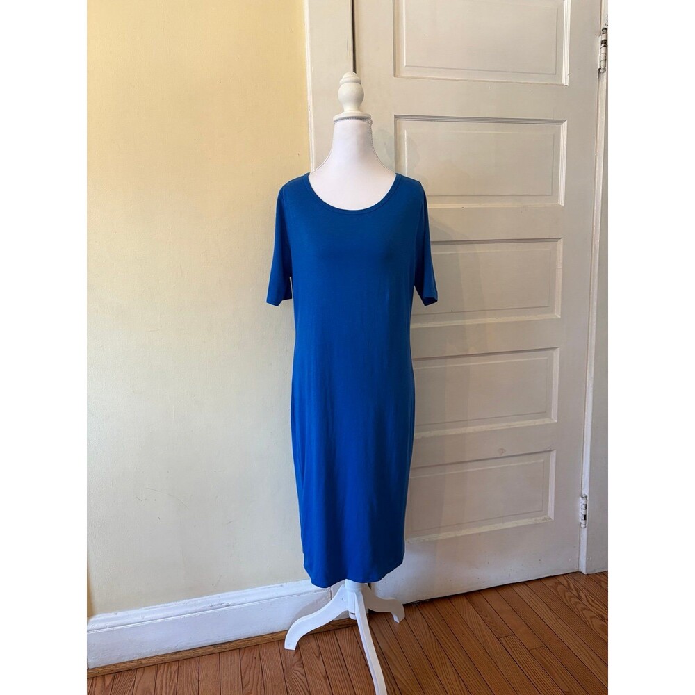 Pencil dress body con scoop neck spring feminine royal blue form fitting vintage